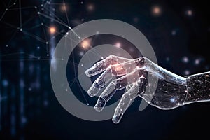 AI Robot Hand Connect The Future And Touches Innovating Big Data Network - Generative AI