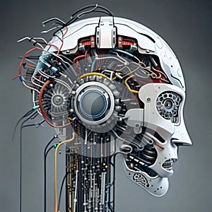 ai robot head brain background