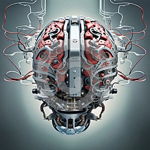 ai robot head brain background
