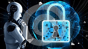 AI robot huminoid uses cloud computing technology to store data on online server
