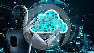 AI robot huminoid uses cloud computing technology to store data on online server