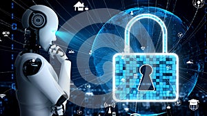 AI robot huminoid uses cloud computing technology to store data on online server
