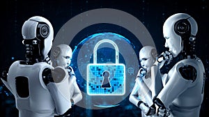 AI robot huminoid uses cloud computing technology to store data on online server