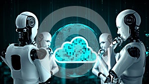 AI robot huminoid uses cloud computing technology to store data on online server