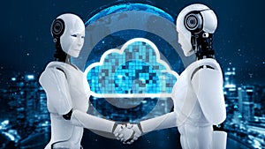 AI robot huminoid uses cloud computing technology to store data on online server