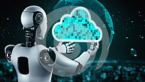 AI robot huminoid uses cloud computing technology to store data on online server