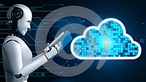 AI robot huminoid uses cloud computing technology to store data on online server