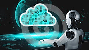 AI robot huminoid uses cloud computing technology to store data on online server