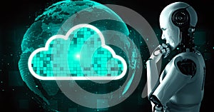 AI robot huminoid uses cloud computing technology to store data on online server