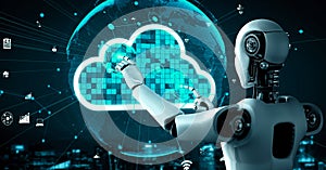AI robot huminoid uses cloud computing technology to store data on online server