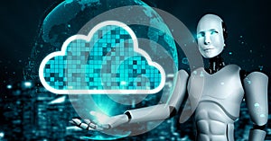 AI robot huminoid uses cloud computing technology to store data on online server