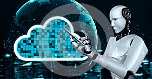 AI robot huminoid uses cloud computing technology to store data on online server