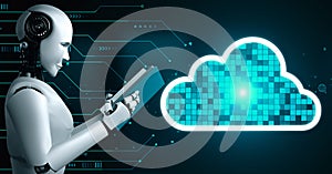 AI robot huminoid uses cloud computing technology to store data on online server