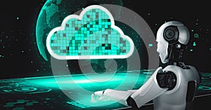 AI robot huminoid uses cloud computing technology to store data on online server