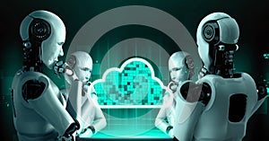 AI robot huminoid uses cloud computing technology to store data on online server
