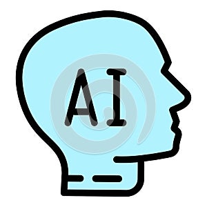 Ai robot icon outline vector. Artificial brain