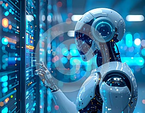 AI Robot Operating Server in Data Center with Artificial Intelligence Technology