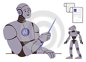 AI Robot Teaching Concept with Pointer and Documents for Learning and Innovation