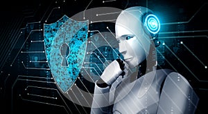 AI robot using cyber security to protect information privacy