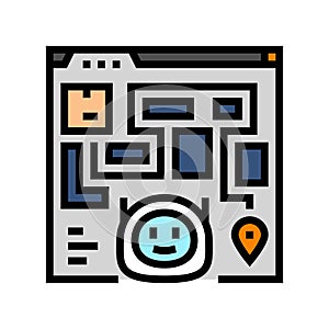 ai routing autonomous delivery color icon vector illustration