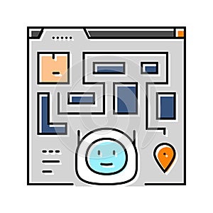 ai routing autonomous delivery color icon vector illustration