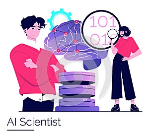 AI Scientist Analyzing Digital Brain