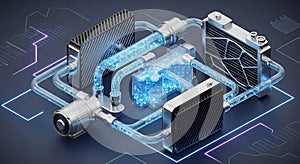 AI server data processing futuristic technology blue glow