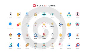 AI services for data analysis and statistics, solving problems of science color icon set