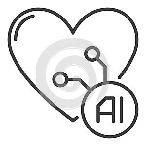 AI sign with Heart vector Artificial Intelligence thin line icon or symbol