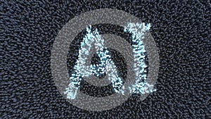 AI sign with text on fiber optic texture 4k footage
