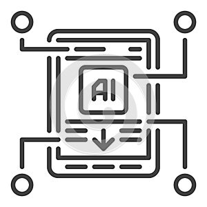 AI in Smart Phone vector Artificial Intelligence Smartphone thin line icon or design element
