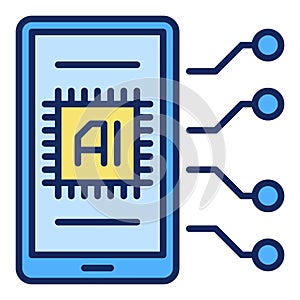 AI Smartphone vector Artificial Intelligence Device colored icon or design element