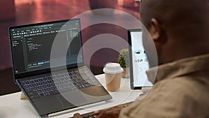AI software developer creating an algorithm for deep learning and data mining