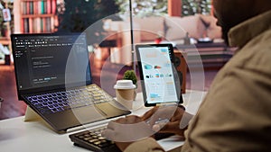 AI software developer creating an algorithm for deep learning and data mining