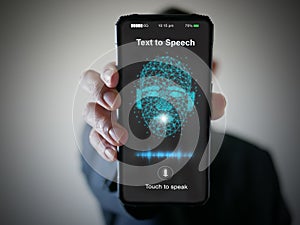 AI speaks and imitates the human voice, text-to-speech or TTS, speech synthesis applications, generative Artificial Intelligence,