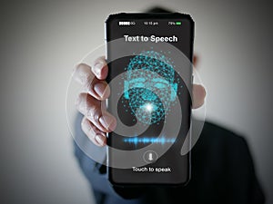 AI speaks and imitates the human voice, text-to-speech or TTS, speech synthesis applications, generative Artificial Intelligence, photo