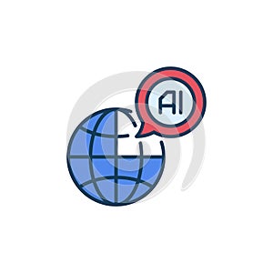 AI Speech Bubble and Earth Globe with vector Artificial Intelligence colored icon