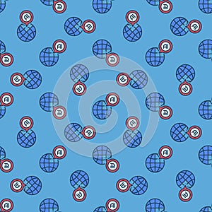 AI Speech Bubble and Earth Globe vector colored seamless pattern