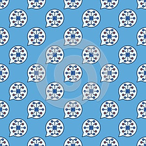AI Speech Bubble vector Brain colored round seamless pattern