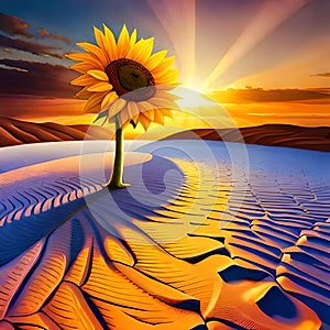 AI sunflower on the desert