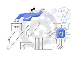 AI-Supported Career Guidance abstract concept vector illustration.