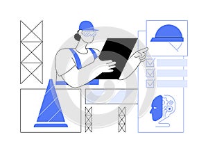 AI-Supported Workforce Safety abstract concept vector illustration.