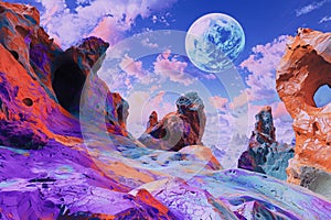 Surreal landscape on a planet