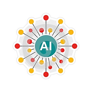 Vector art of ai symbol with connected nodes, , representing artificial intelligence, machine learning, and neural network