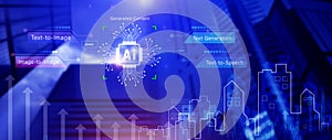 Ai tech, Artificial Intelligence to generate content, Text to image, speech, smart AI, using command prompt for generates