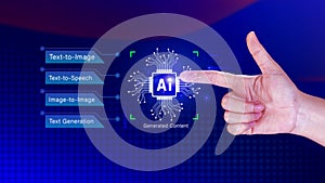 Ai tech, Artificial Intelligence to generate content, Text to image, speech, smart AI, using command prompt for generates