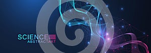 AI technology abstract background. AI generative art creative banner concept in the digital style. High tech poster with