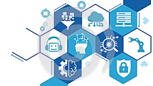 Ai technology, Artificial Intelligence. Artificial intelligence icon set.