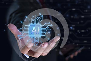 Ai technology, Artificial Intelligence. man using technology smart robot AI.