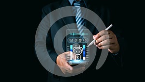 Ai technology, Artificial Intelligence. man using technology smart robot AI, artificial intelligence by enter command prompt